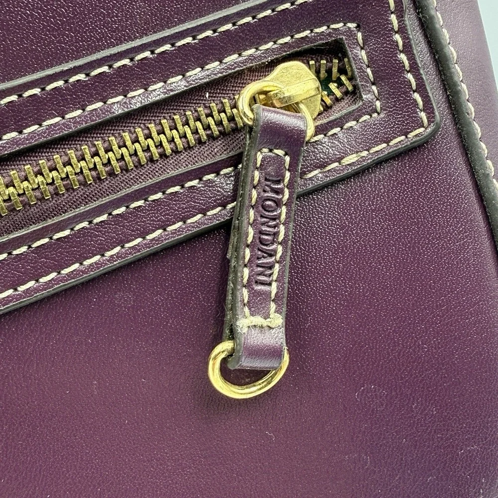Mondani New York Purple Leather Shoulder Bag Y2K Zip Pocket Purse‎